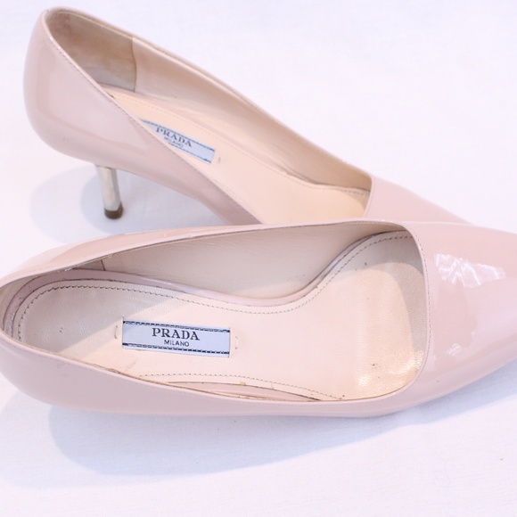 Prada Nude Calzature Donna Vernice Pumps, size 38 - Picture 5 of 8